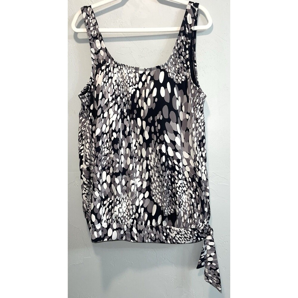 Swimsuits For All Banded Long Tankini With Side Tie Black White Women’s 22